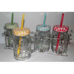 porte mugs avec 4 mugs en verre