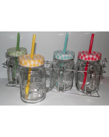 porte mugs avec 4 mugs en verre