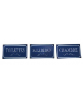 set 3 plaques bleu chambre toilette salle de bain