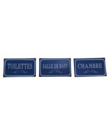 set 3 plaques bleu chambre toilette salle de bain