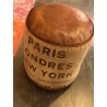 pouf cuir et tissu