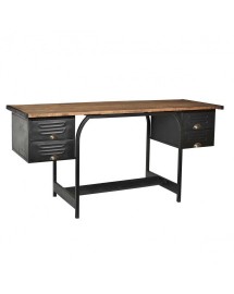 bureau 4 tiroirs 166x75x55 bois et métal