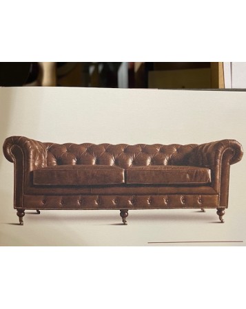 canape chester cuir véritable 3 places 218x95x82