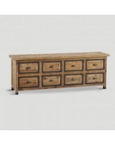 meuble bois naturel 8 tiroirs 215x77x50